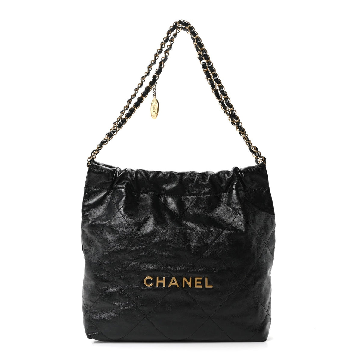 Shiny Calfskin Quilted Small Chanel 22 Black