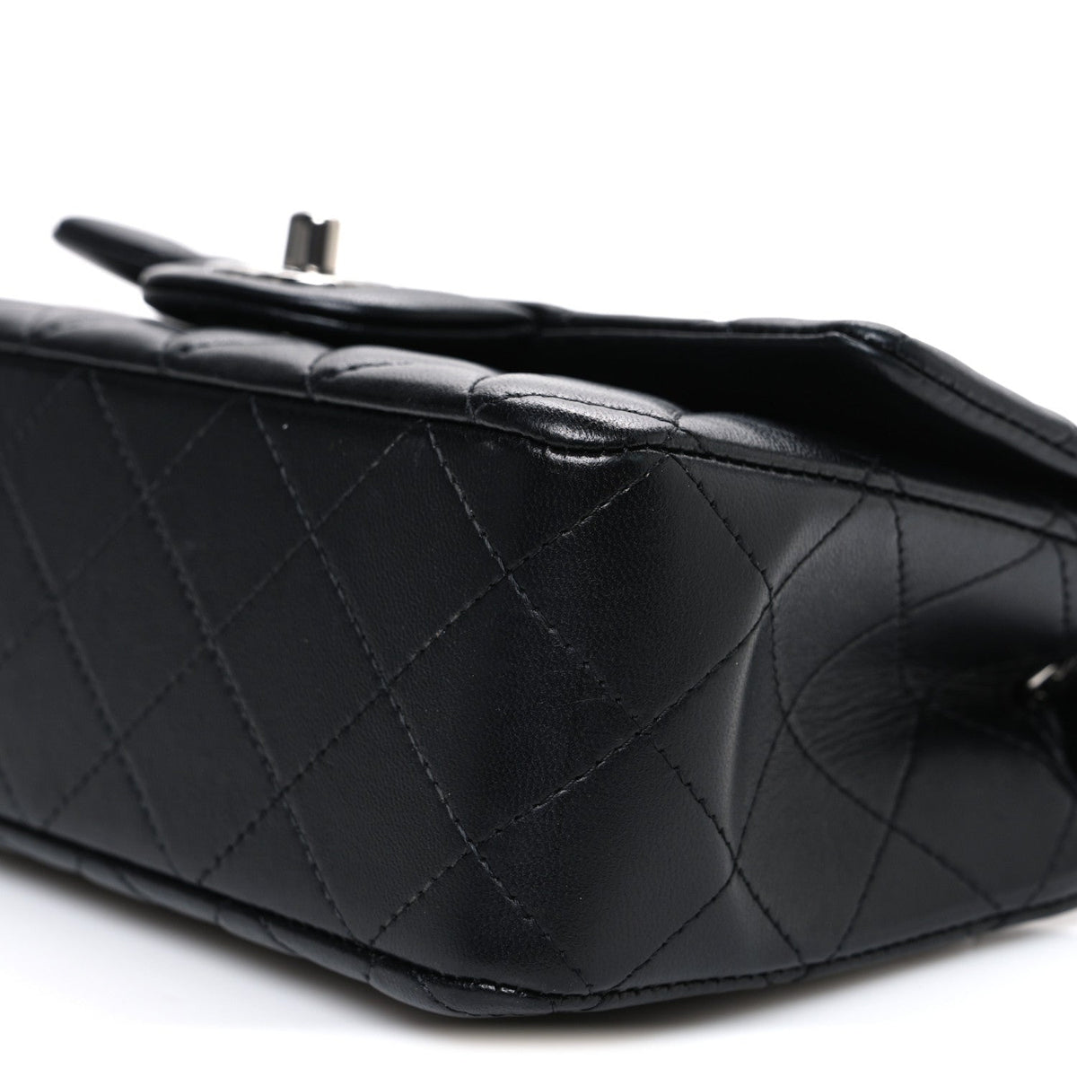 Lambskin Quilted Mini Rectangular Flap Black