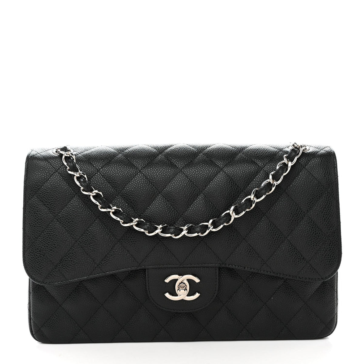 Caviar Quilted Jumbo Double Flap Black