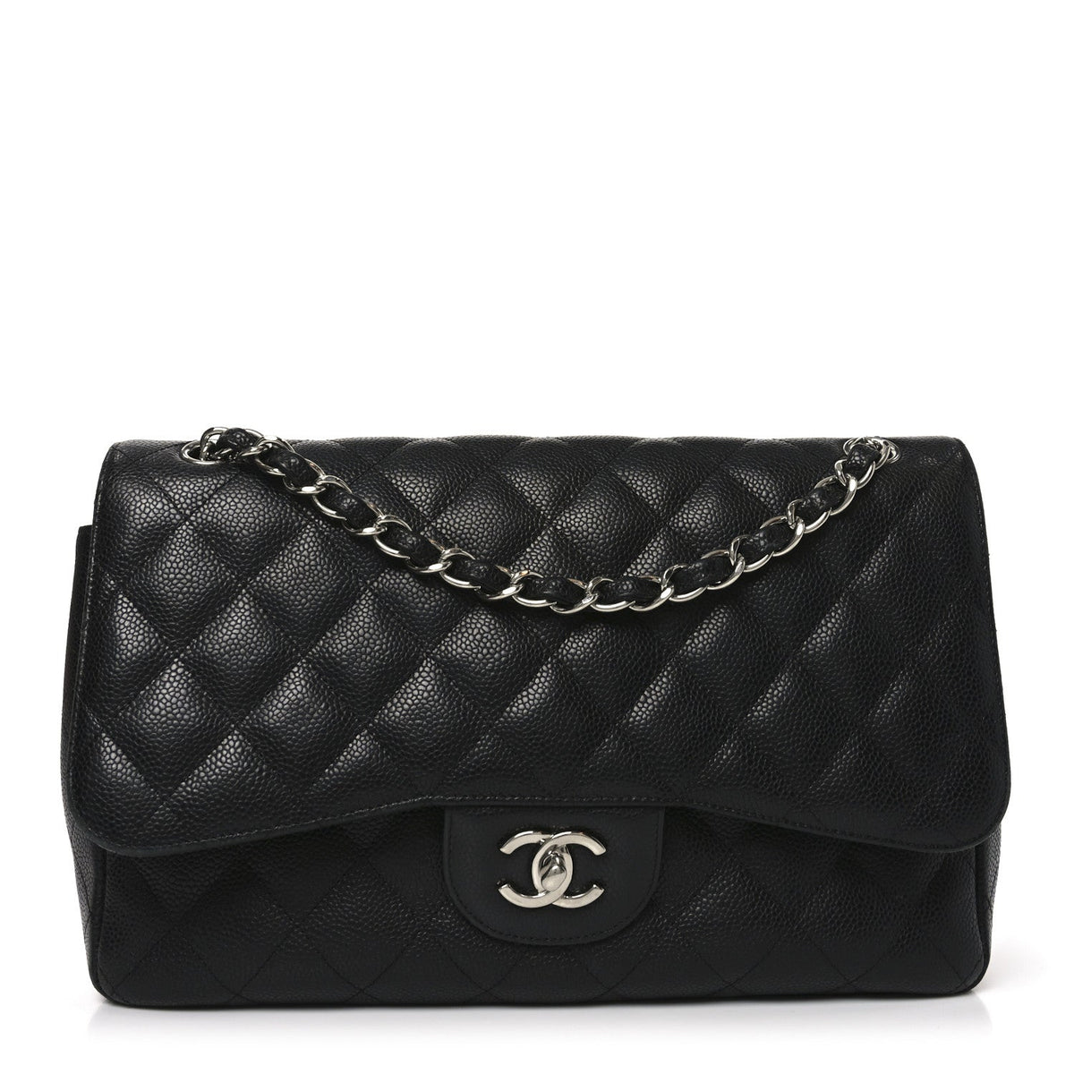 Caviar Quilted Jumbo Double Flap Black