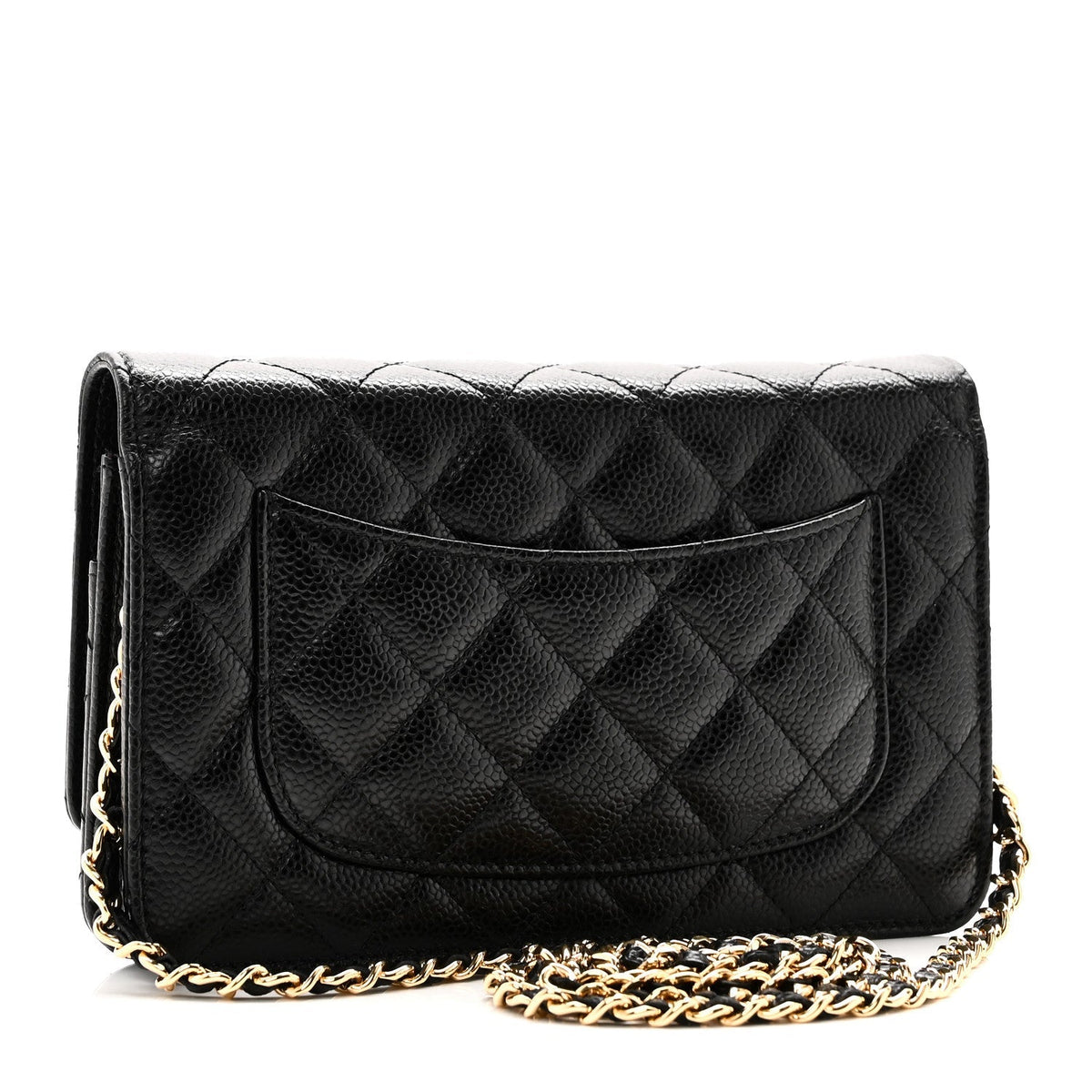 Caviar Quilted Wallet on Chain WOC Black