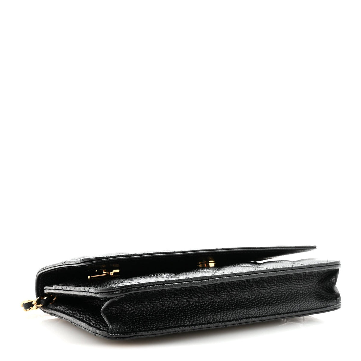 Caviar Quilted Wallet on Chain WOC Black