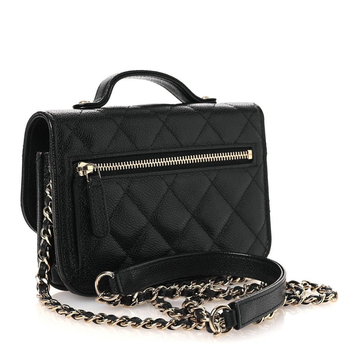 Caviar Quilted Business Affinity Clutch With Chain Black