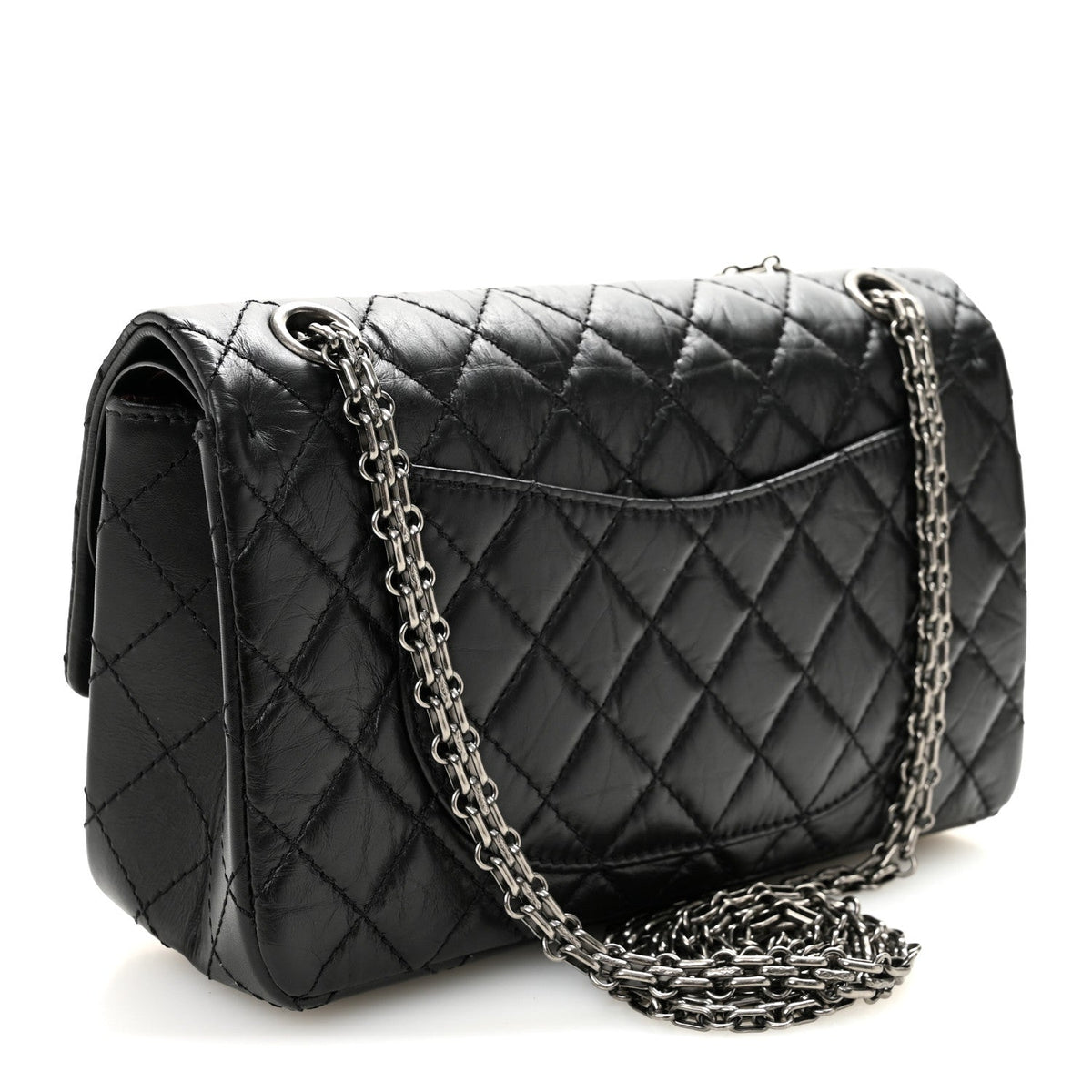 Aged Calfskin Quilted 2.55 Reissue 225 Flap Black