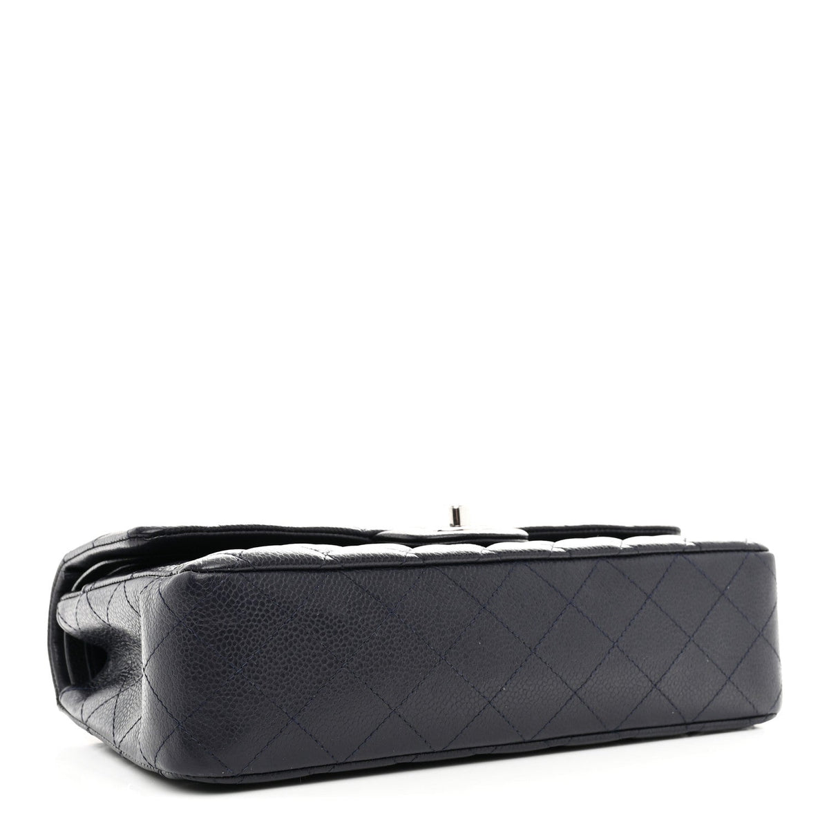 Caviar Quilted Medium Double Flap Navy