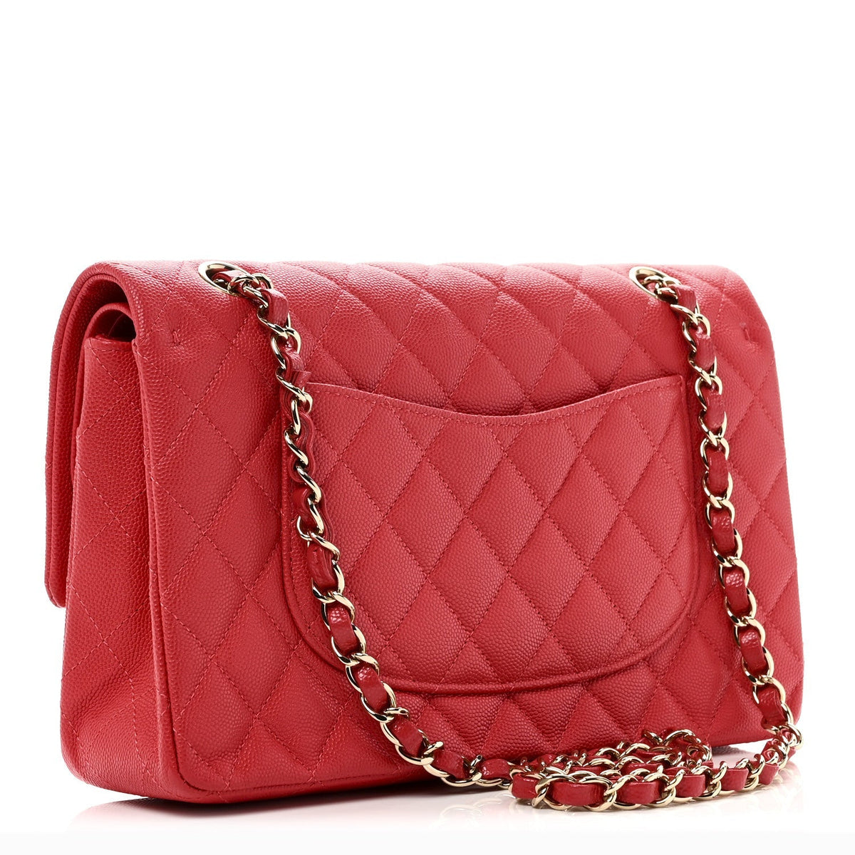 Caviar Quilted Medium Double Flap Red