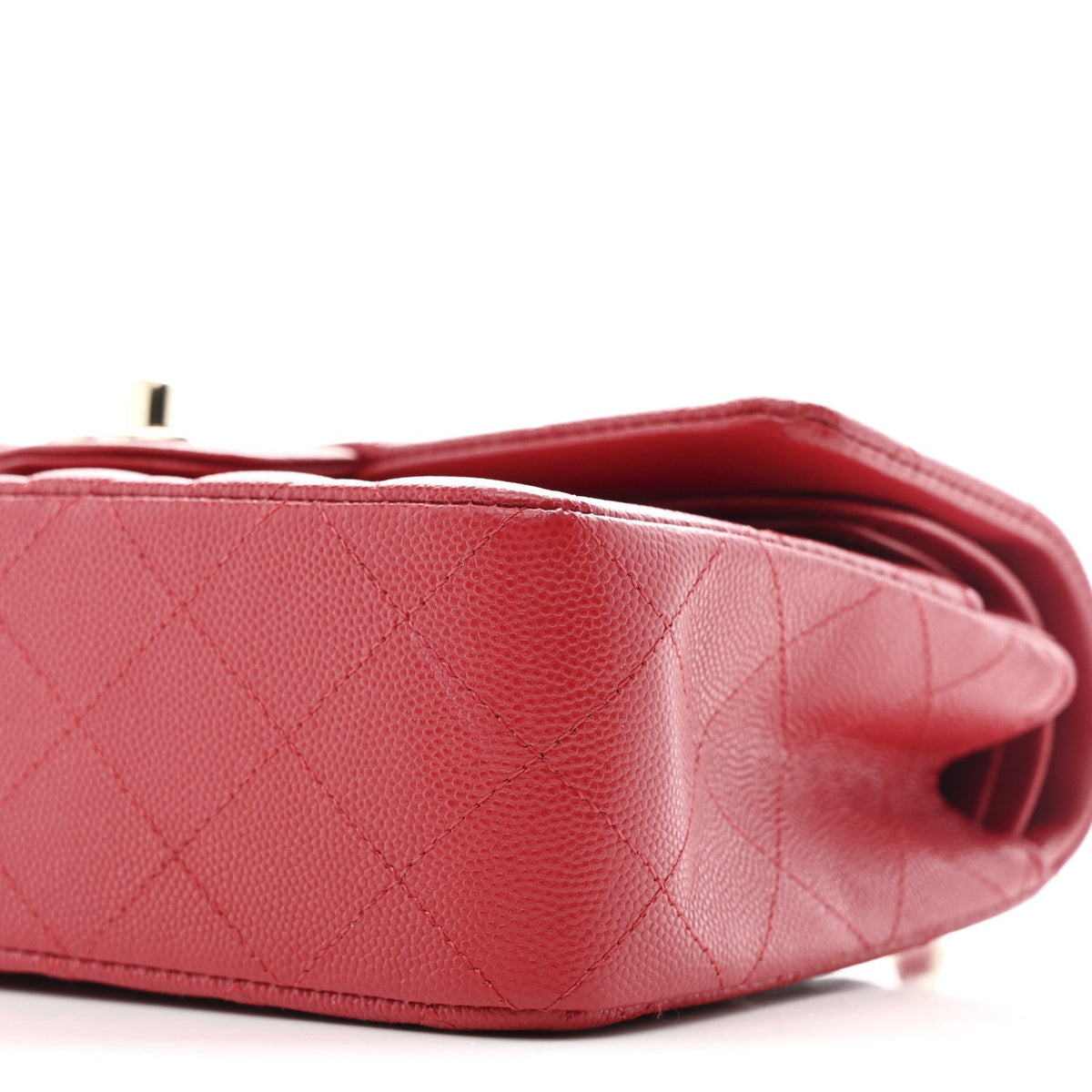 Caviar Quilted Small Double Flap Red