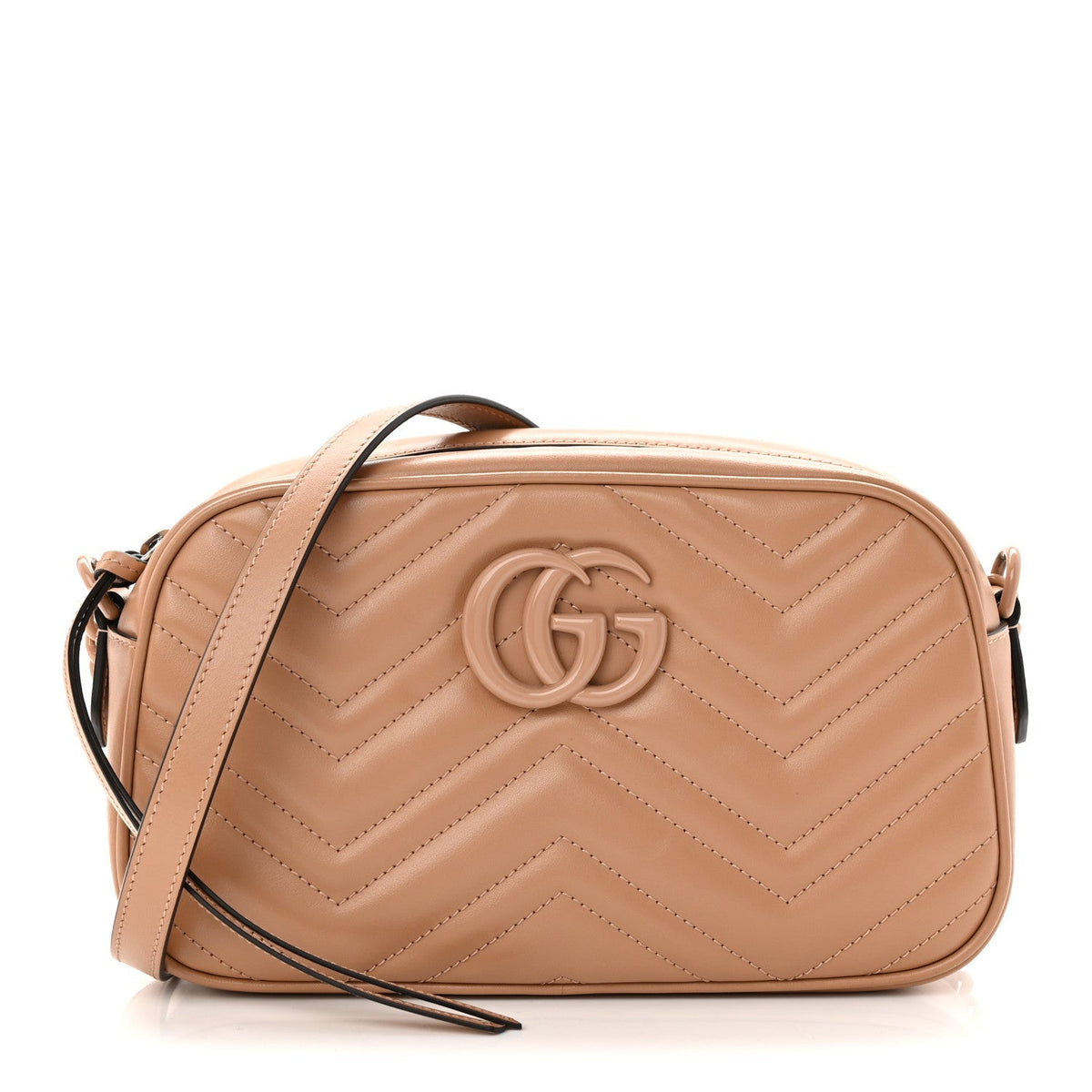 Calfskin Matelasse Monochrome Small GG Marmont Chain Shoulder Bag Camelia