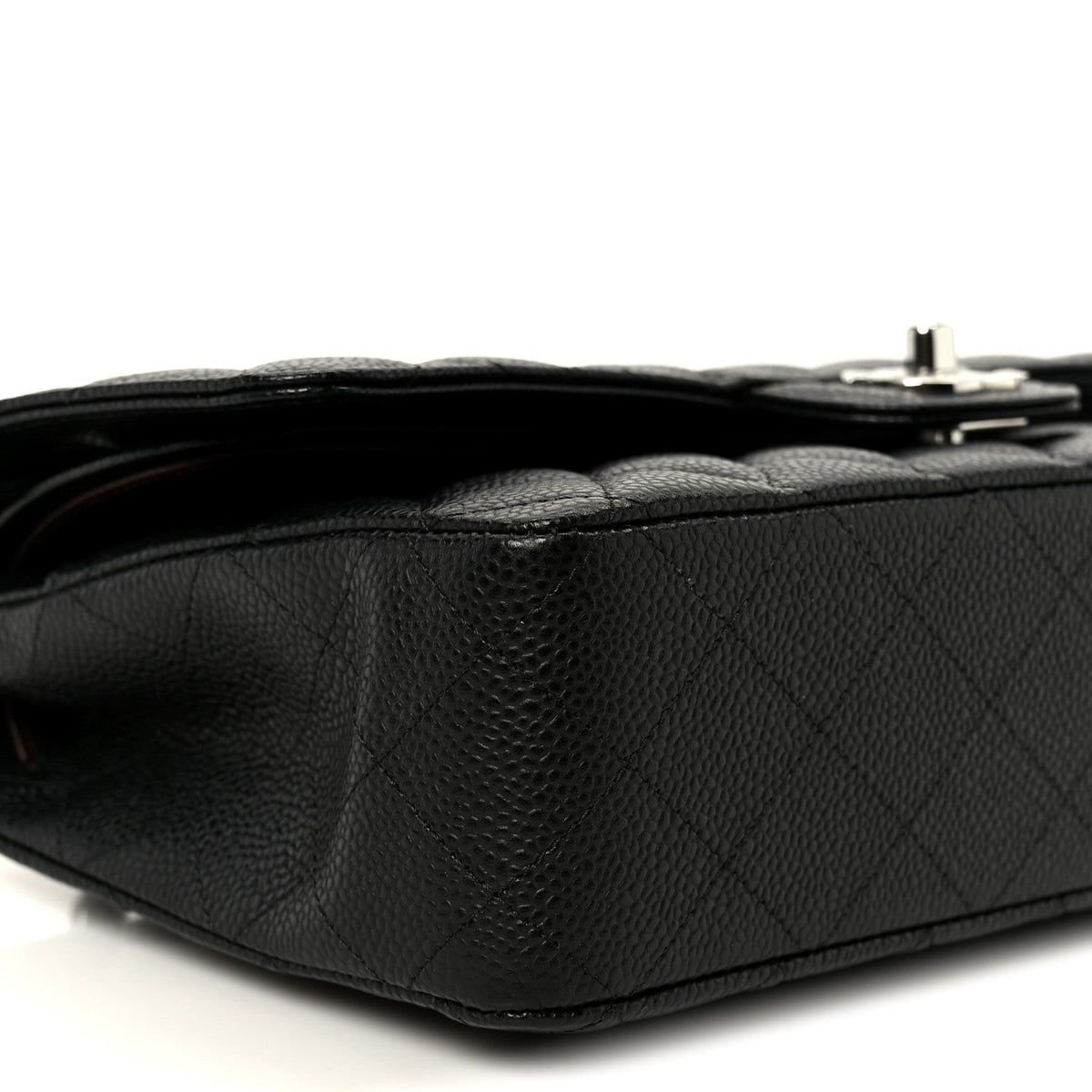 Caviar Quilted Medium Double Flap Black