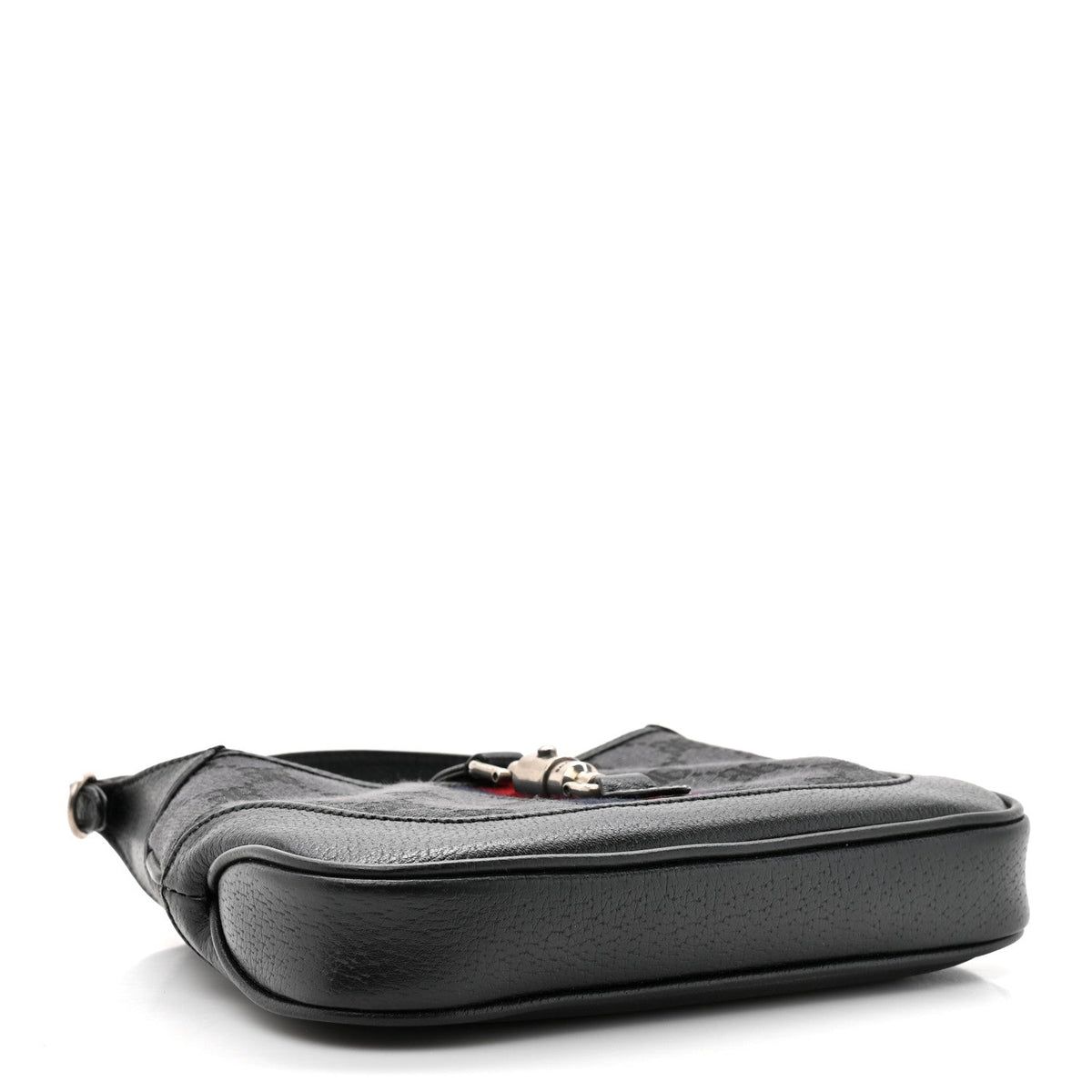 X BALENCIAGA BB Monogram Calfskin Web Mini Jackie 1961 Hobo Black
