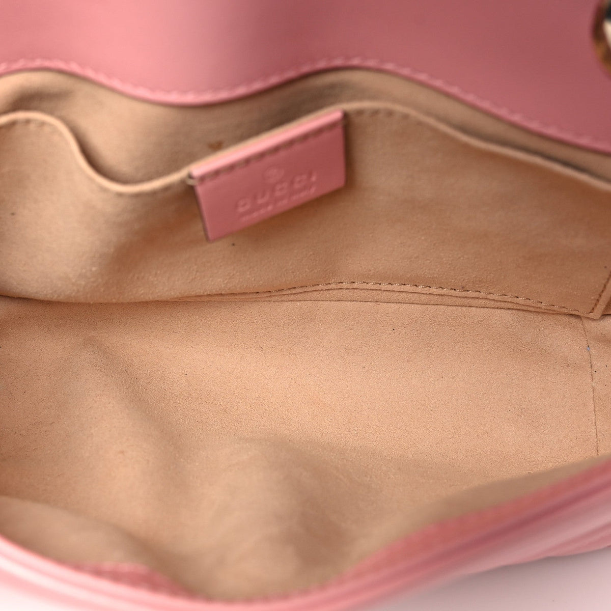 Calfskin Matelasse Mini GG Marmont Shoulder Bag  Wild Rose