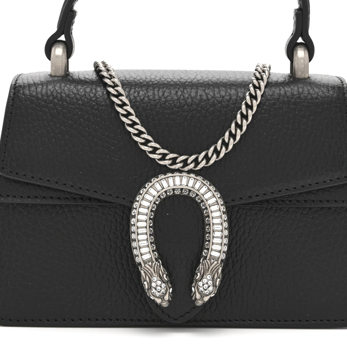 Dollar Calfskin Crystal Mini Dionysus Top Handle Bag Black Crystal