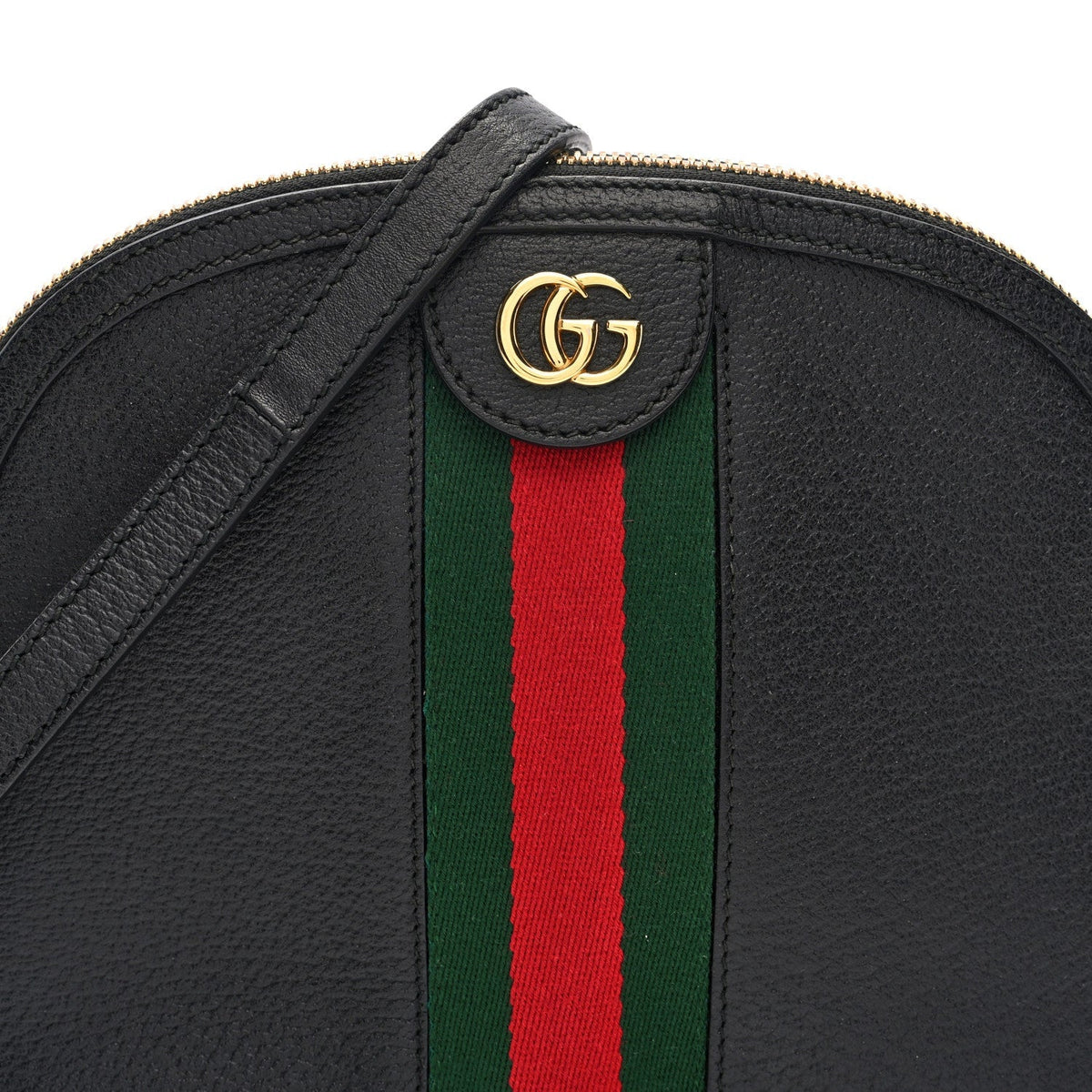 Calfskin GG Web Small Ophidia Dome Shoulder Bag Black