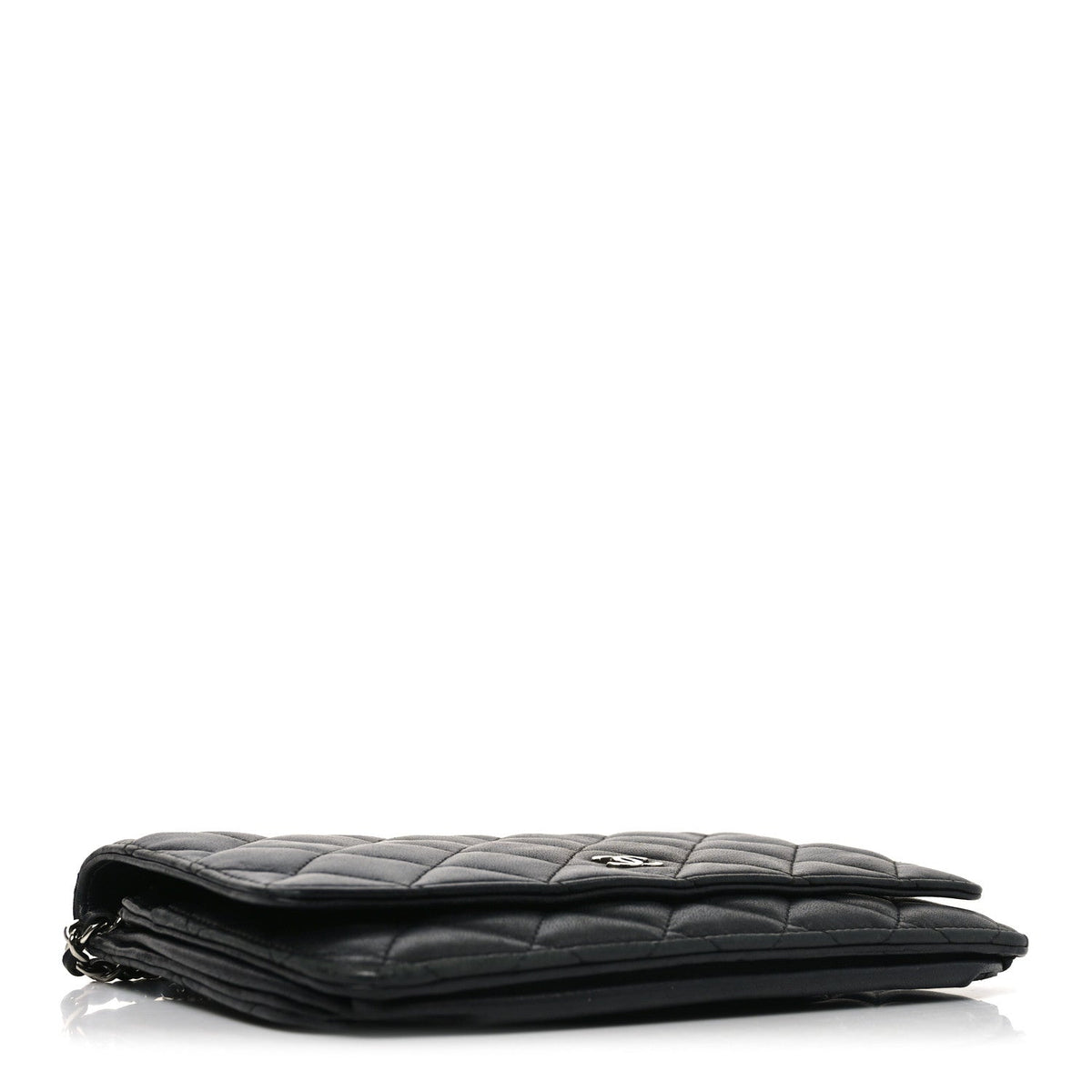 Lambskin Quilted Wallet On Chain WOC Black