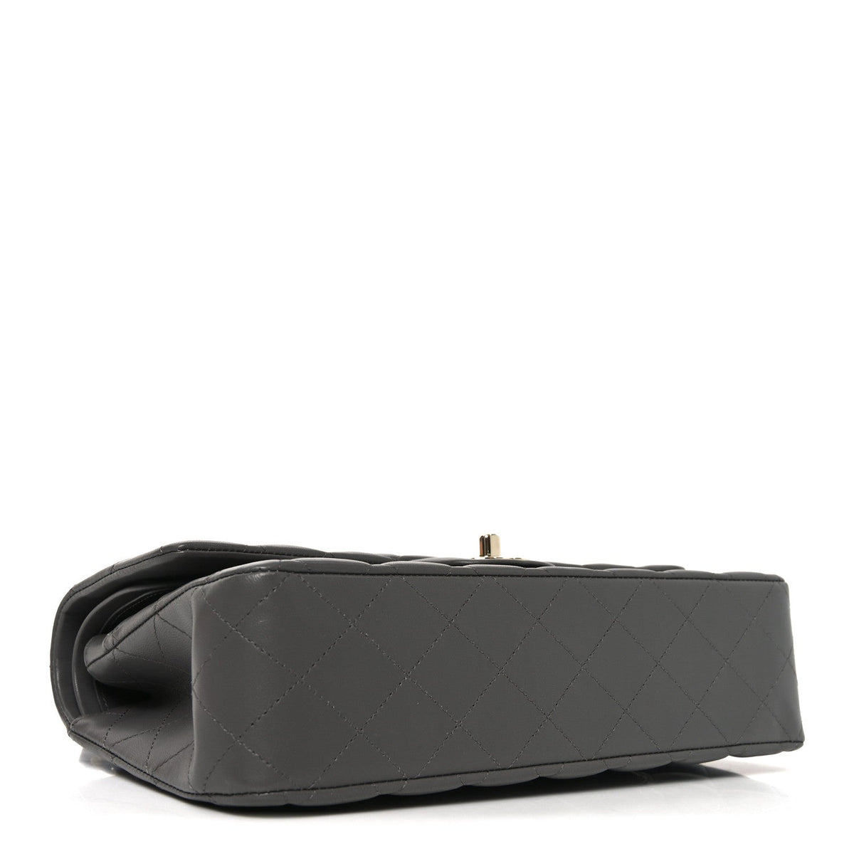 Lambskin Quilted Medium Double Flap Grey