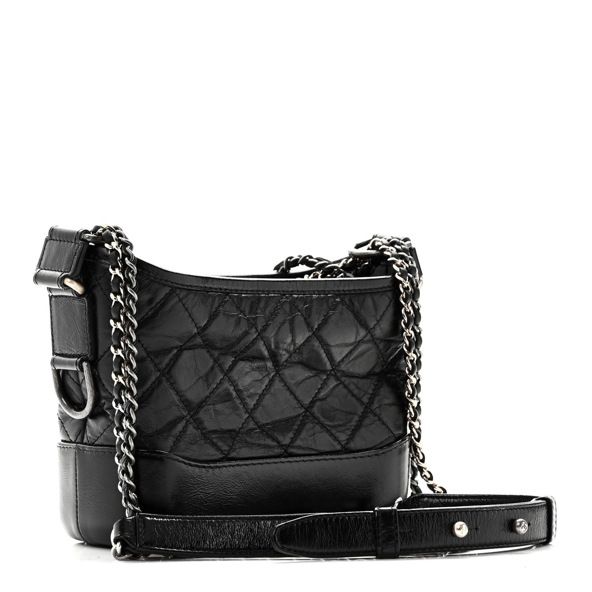 Aged Calfskin Quilted Small Gabrielle Hobo Black