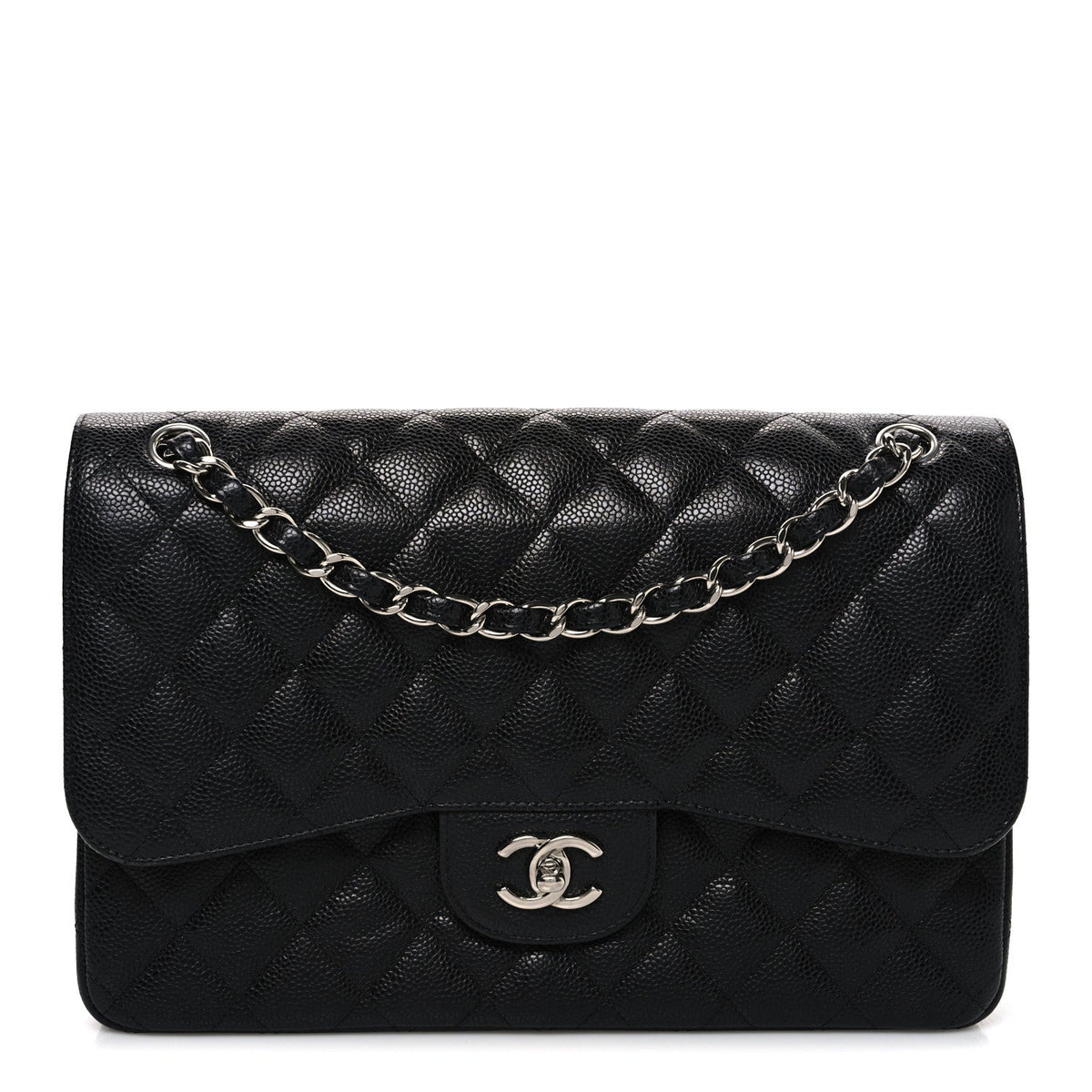 Caviar Quilted Jumbo Double Flap Black