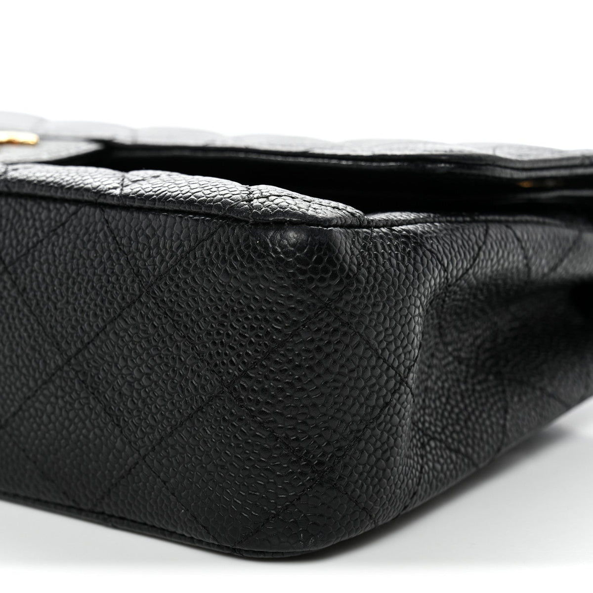 Caviar Quilted Medium Double Flap Black