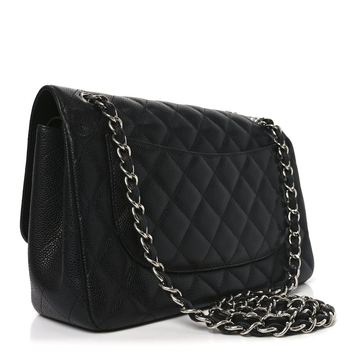 Caviar Quilted Jumbo Double Flap Black