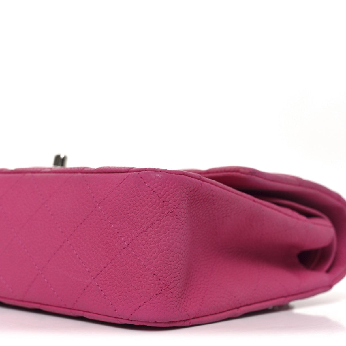 Iridescent Caviar Quilted Medium Double Flap Pink