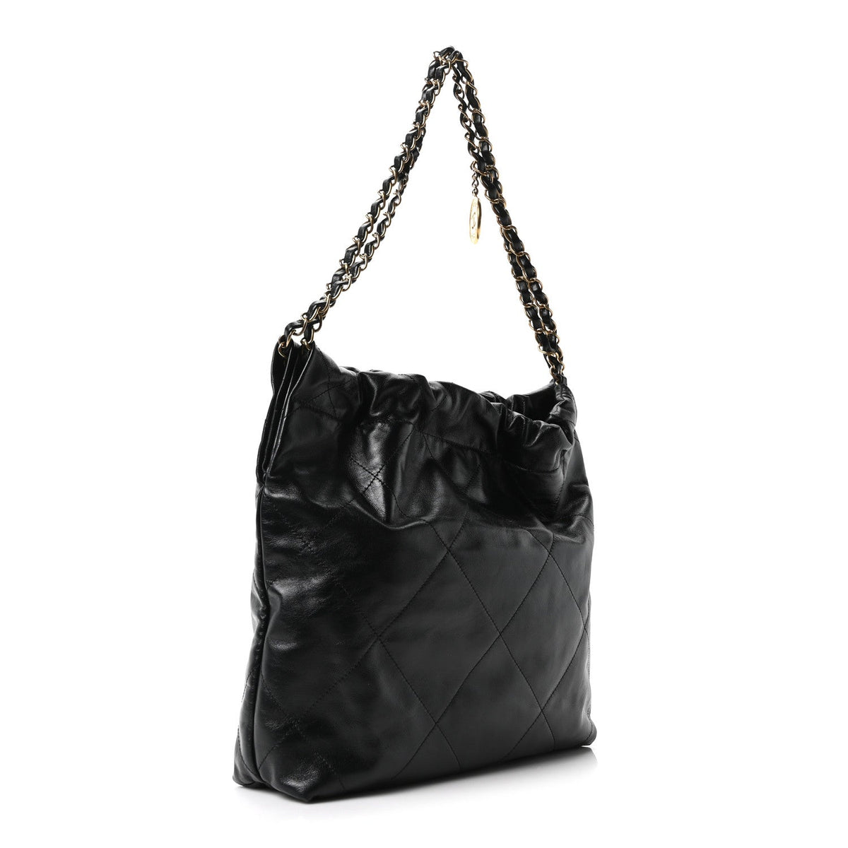 Shiny Calfskin Quilted Small Chanel 22 Black