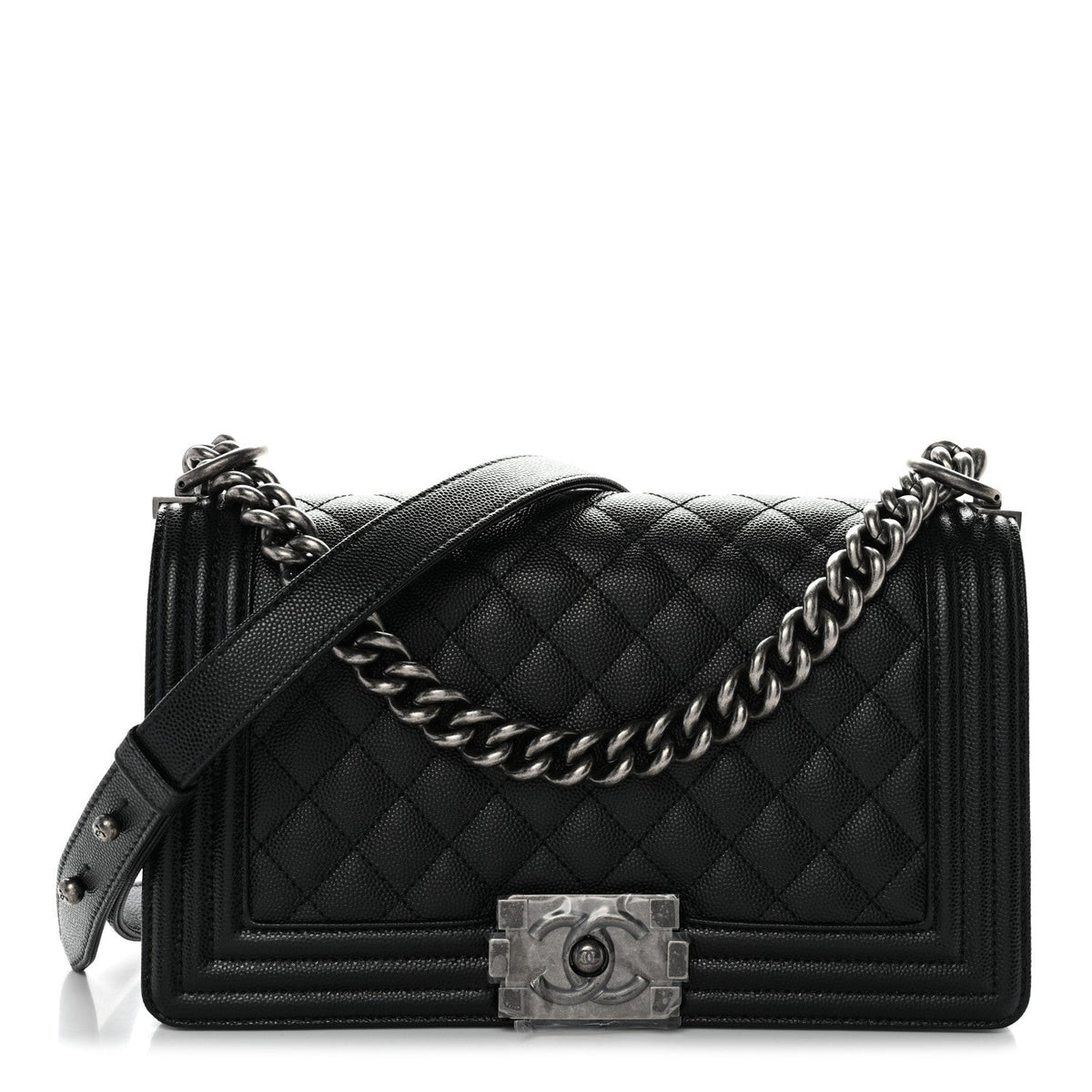 Caviar Quilted Medium Boy Flap Black