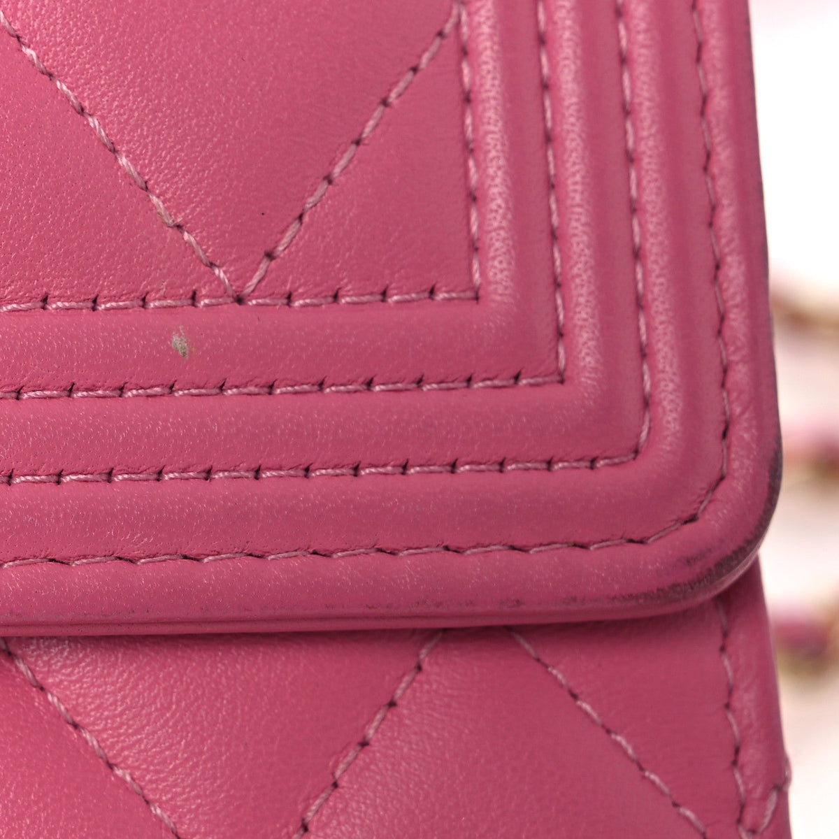 Lambskin Quilted Boy Square Wallet on Chain WOC Pink