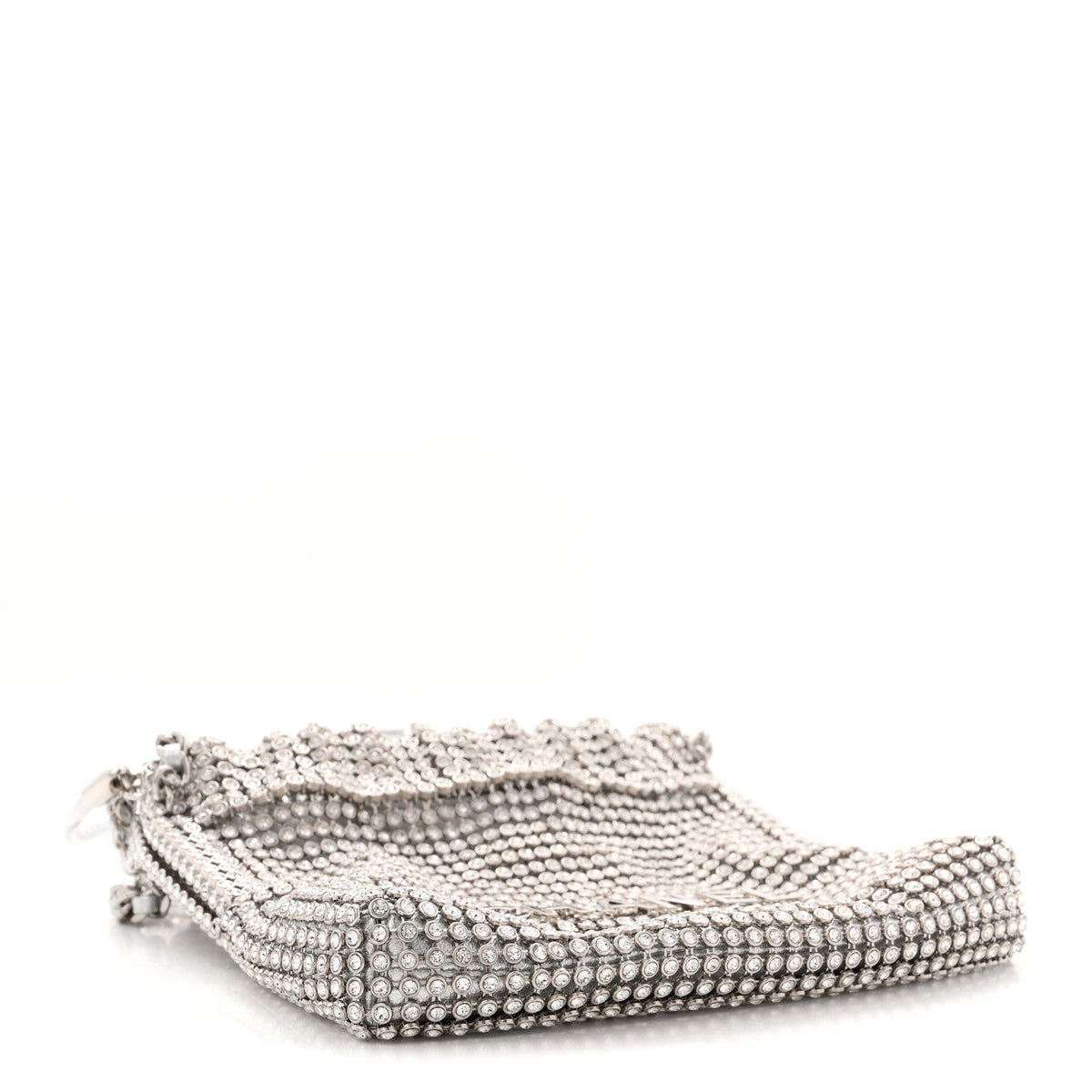 Crystal Embellished Metallic Lambskin Mini Chanel 22 Silver