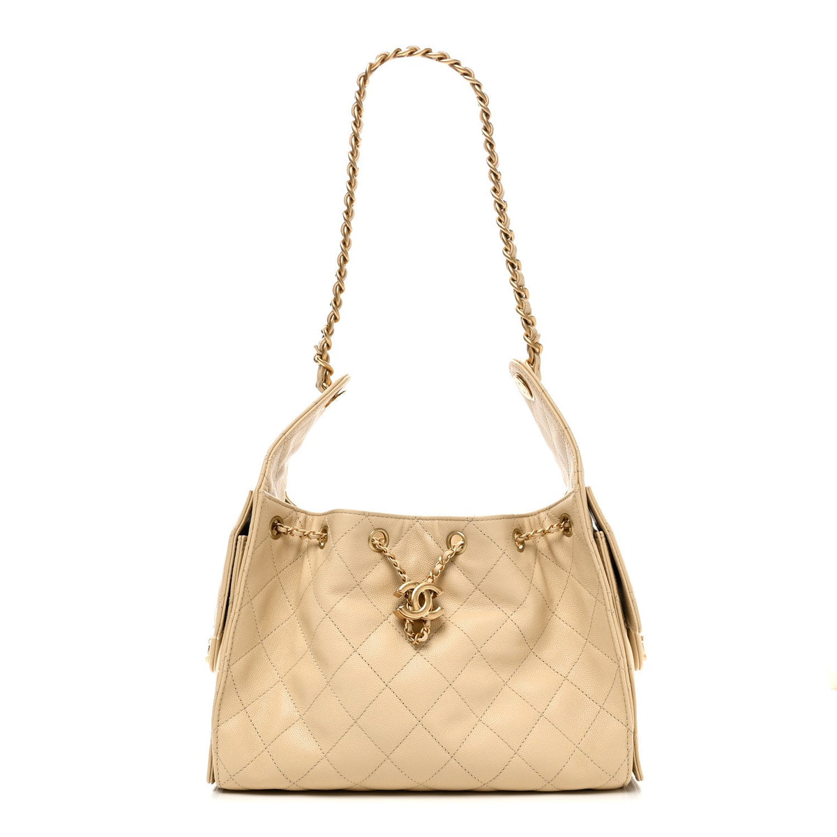 Caviar Quilted Small Chanel 25 Handbag Light Beige