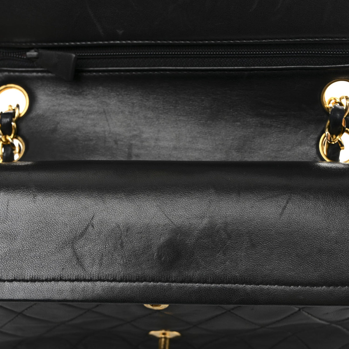 Lambskin Quilted Small Double Flap Black