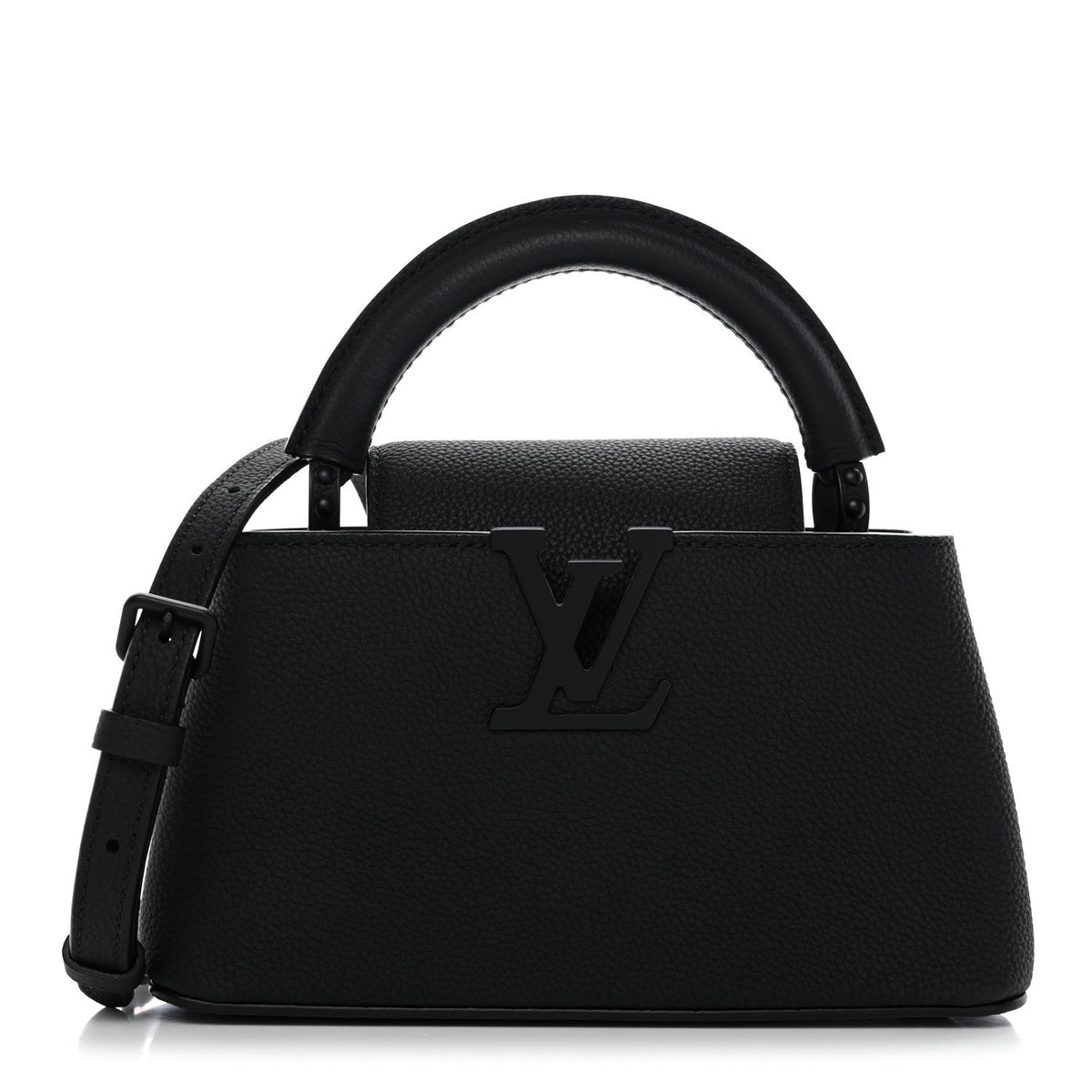 Matte Taurillon Capucines East West Mini All Black