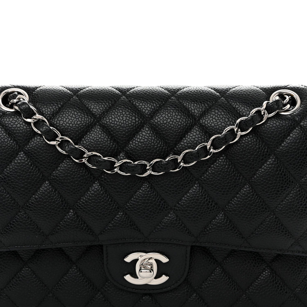 Caviar Quilted Medium Double Flap Black