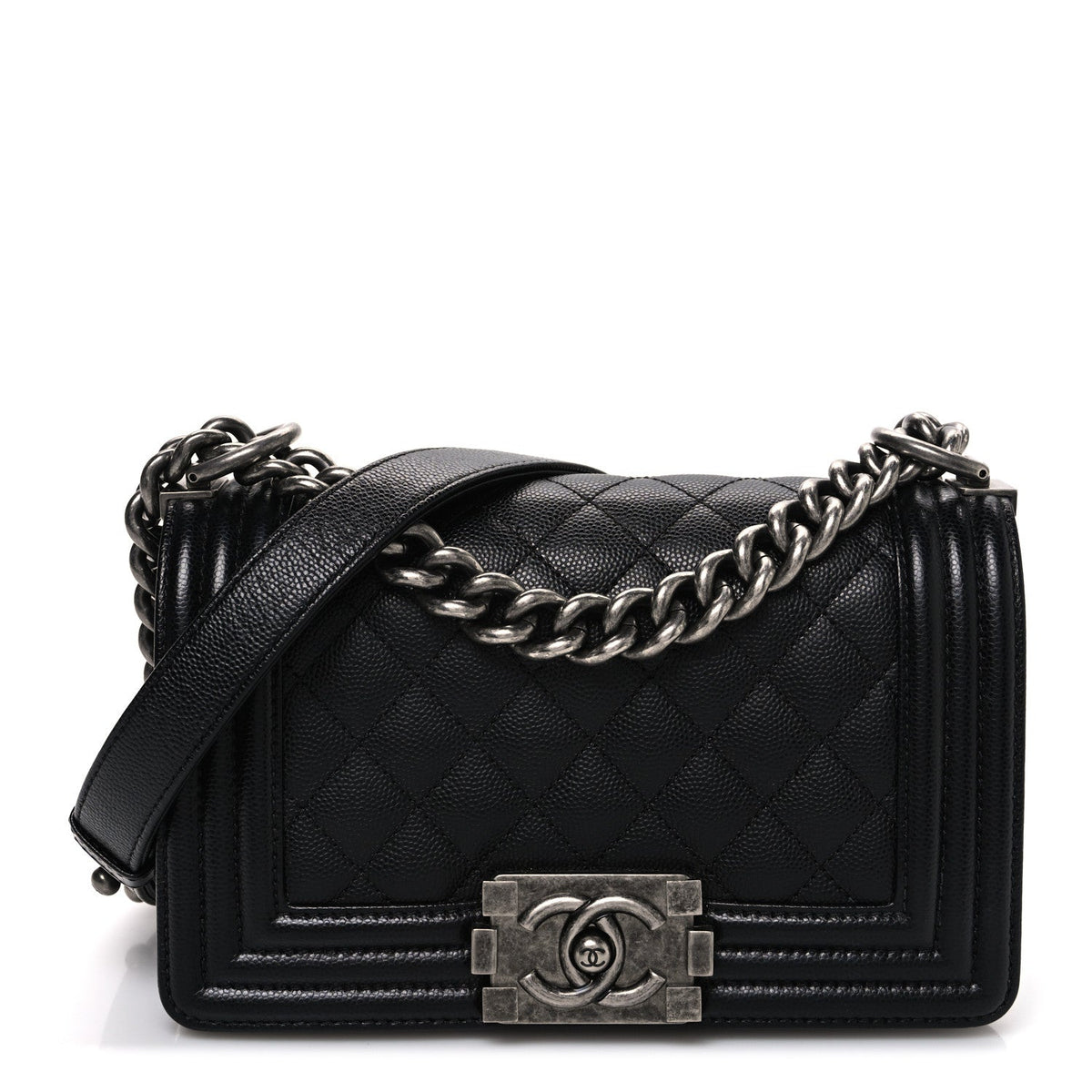 Caviar Quilted Small Boy Flap Black