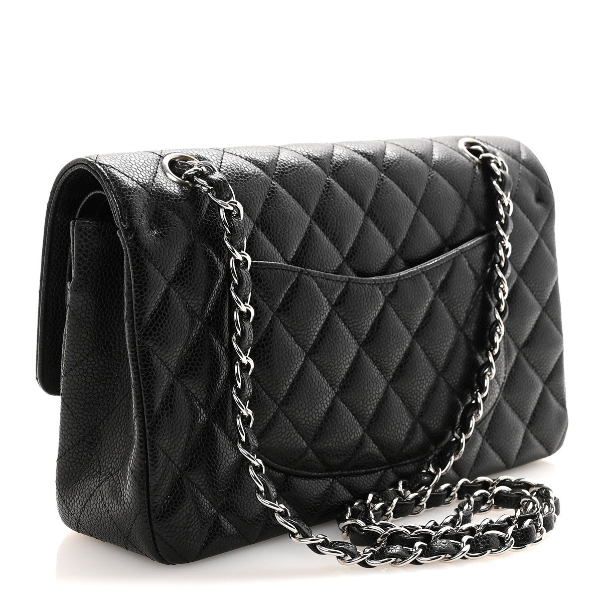 Caviar Quilted Medium Double Flap Black