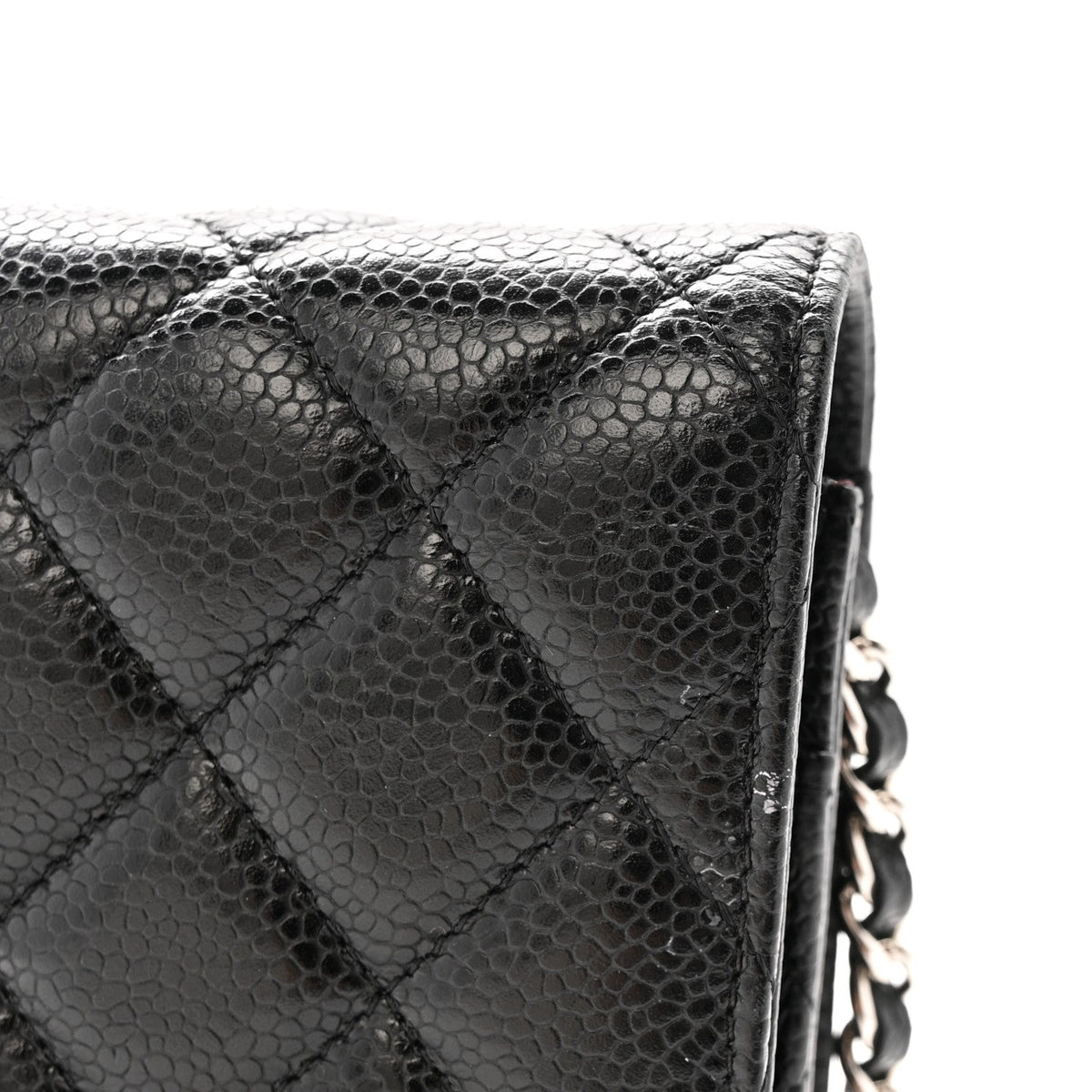 Caviar Quilted Wallet on Chain WOC Black
