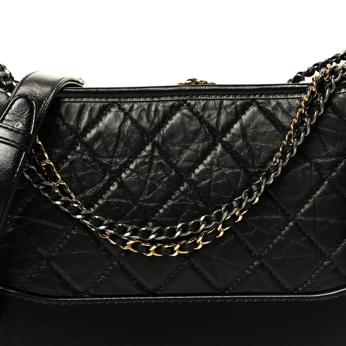 Aged Calfskin Quilted New Medium Gabrielle Hobo Black