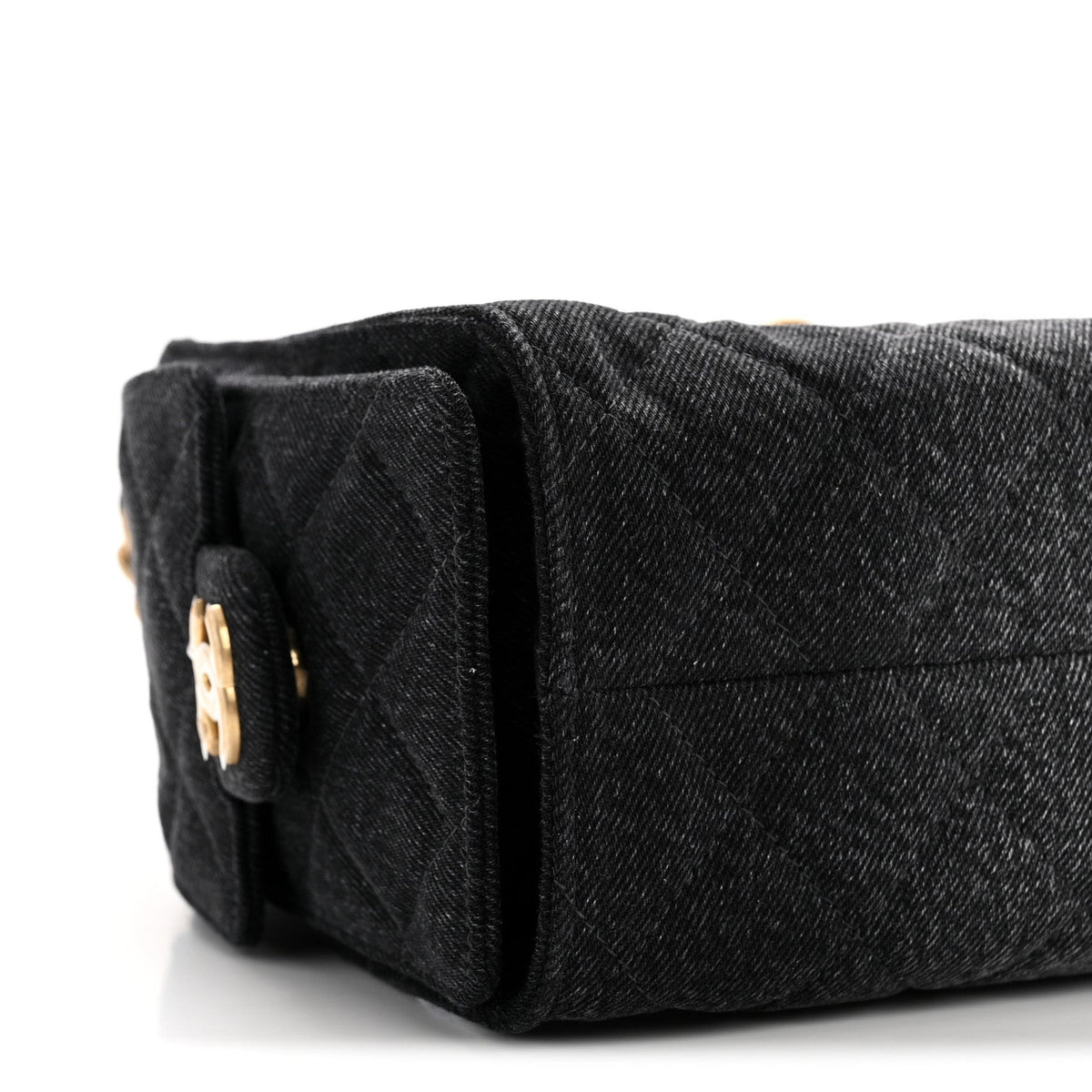 Washed Denim Quilted Mini Chanel 25 Handbag Black