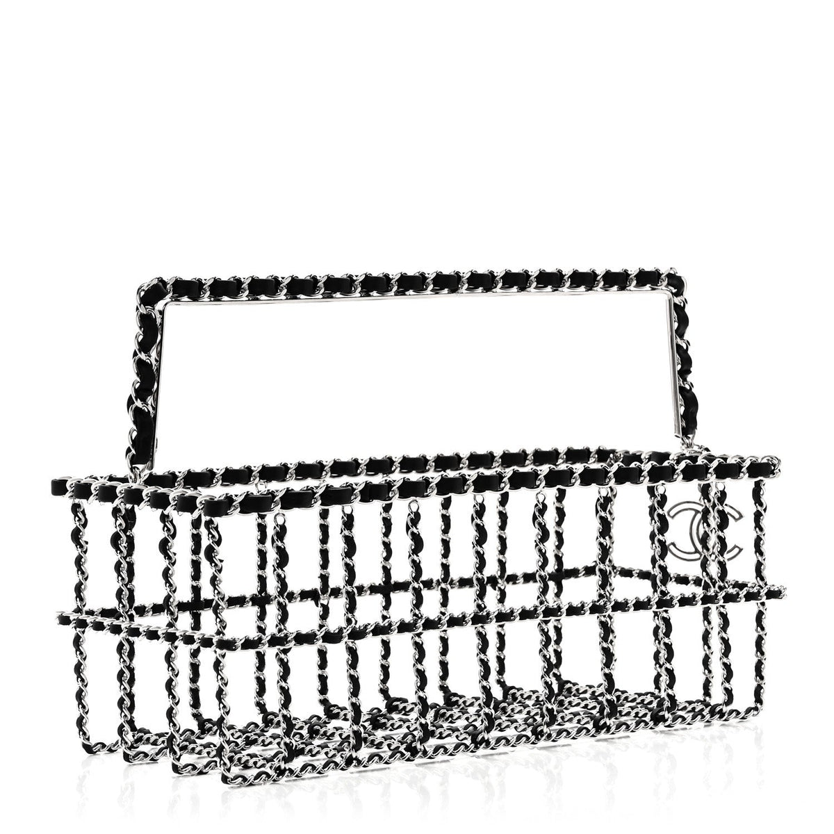 Brass Calfskin Grocery By Chanel Minaudiere Shopping Basket Silver