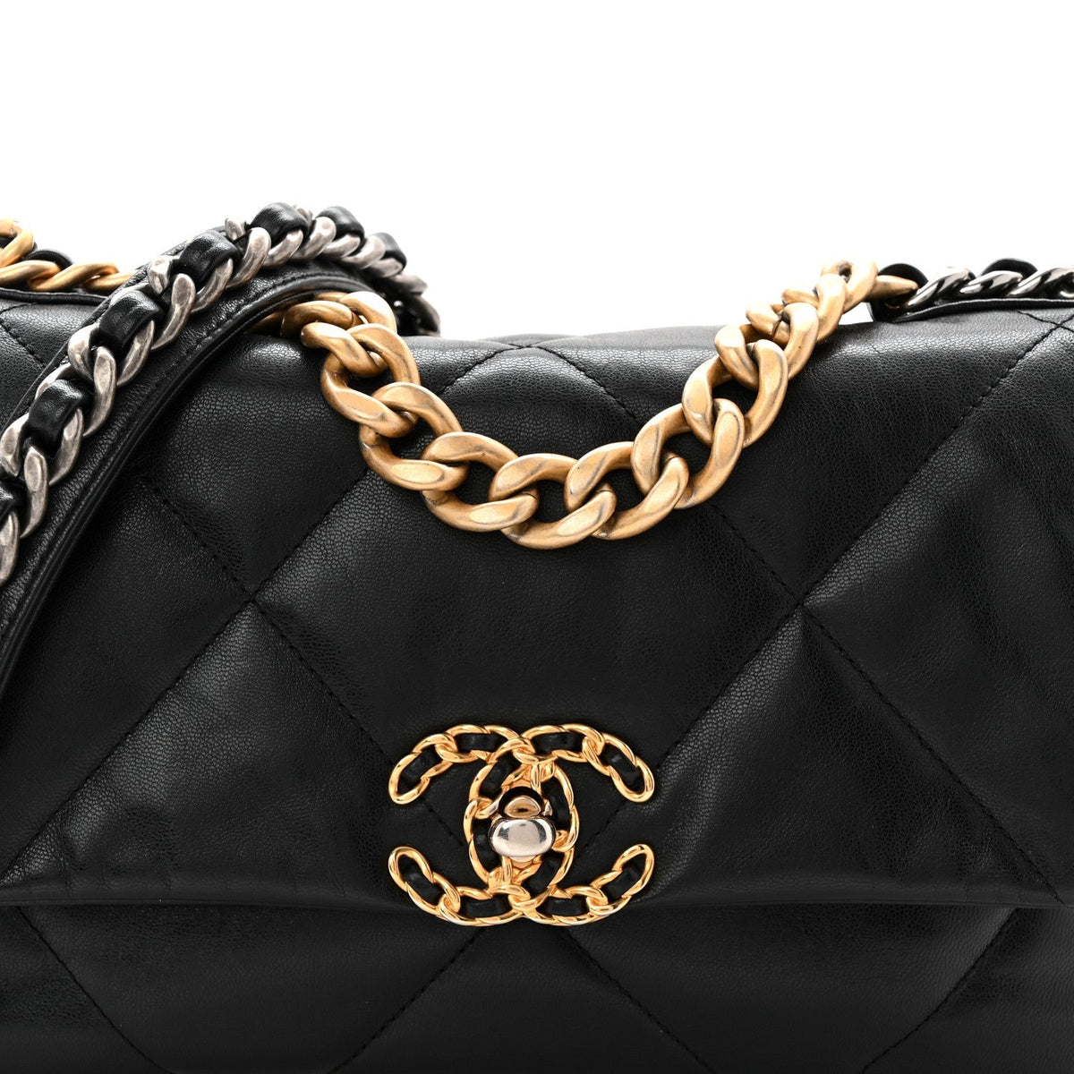 Goatskin Quilted Medium Chanel 19 Flap Black