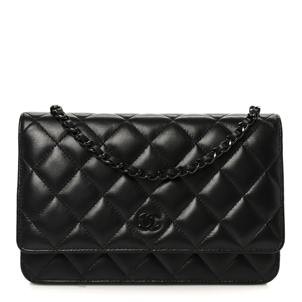 Lambskin Quilted Wallet On Chain WOC So Black