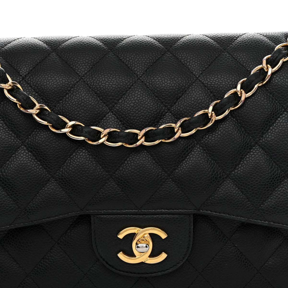 Caviar Quilted Jumbo Double Flap Black