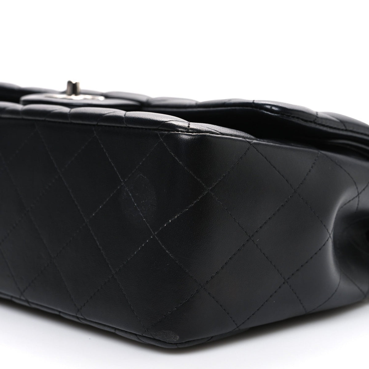 Lambskin Quilted Jumbo Double Flap Black