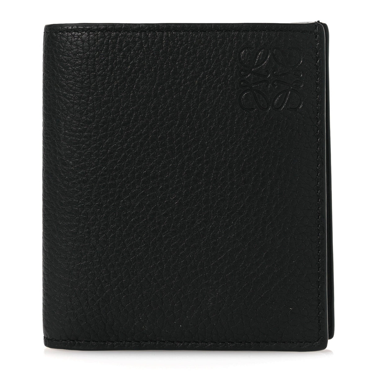 Grained Calfskin Vertical Bi-fold Wallet Black
