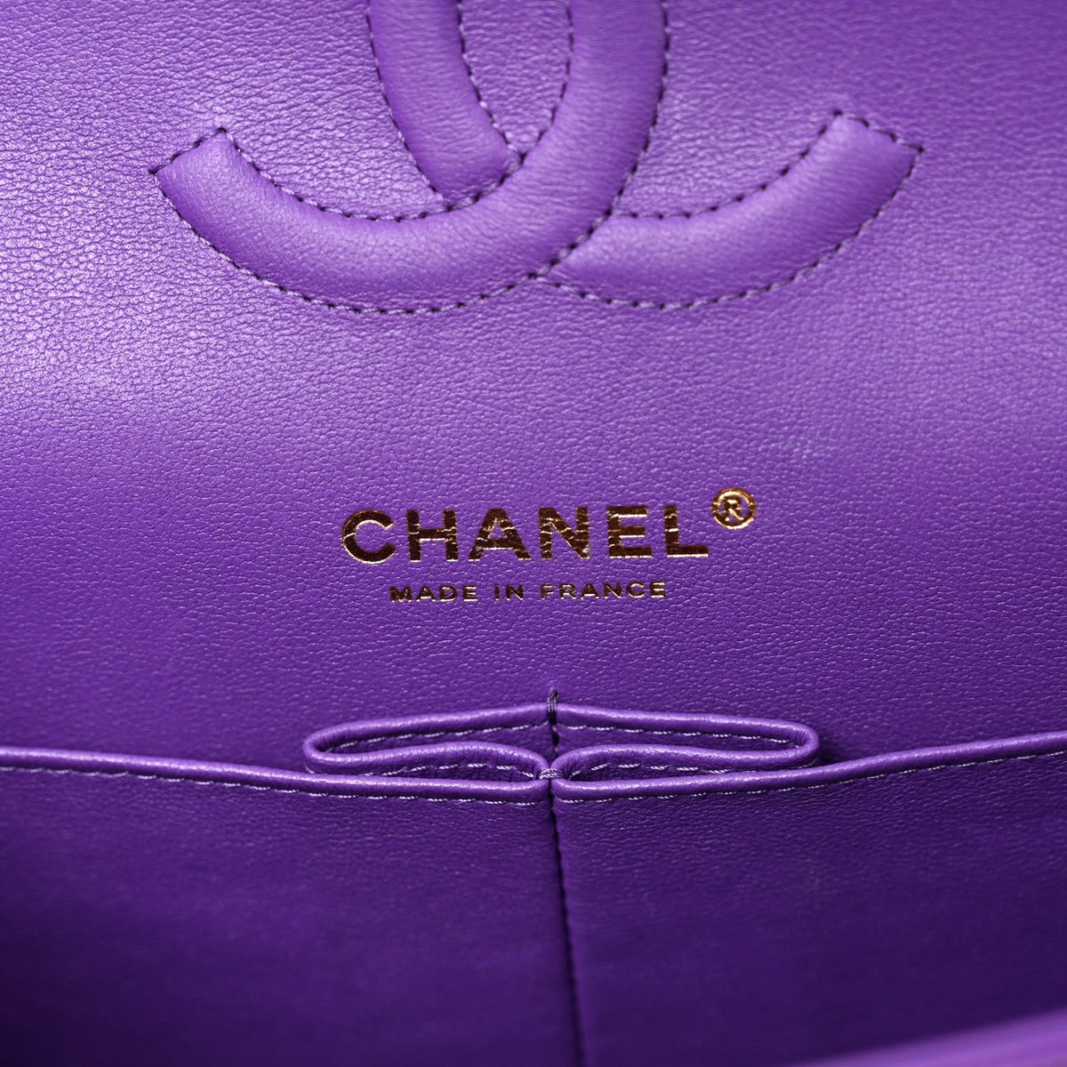 Caviar Quilted Medium Double Flap Purple
