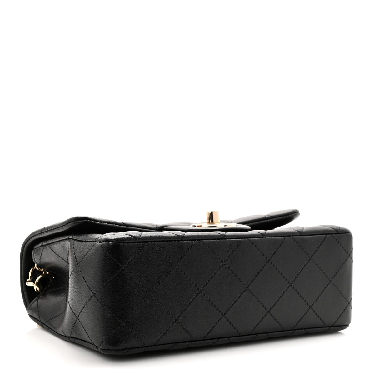 Lambskin Quilted Mini Rectangular Flap Black