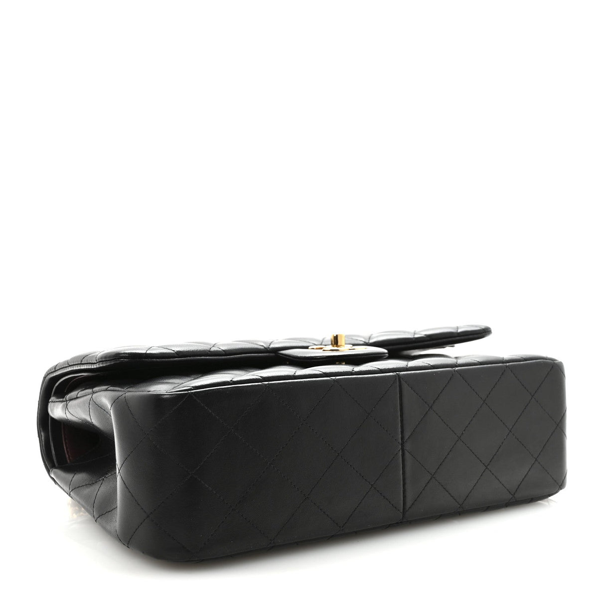 Lambskin Quilted Jumbo Double Flap  Black