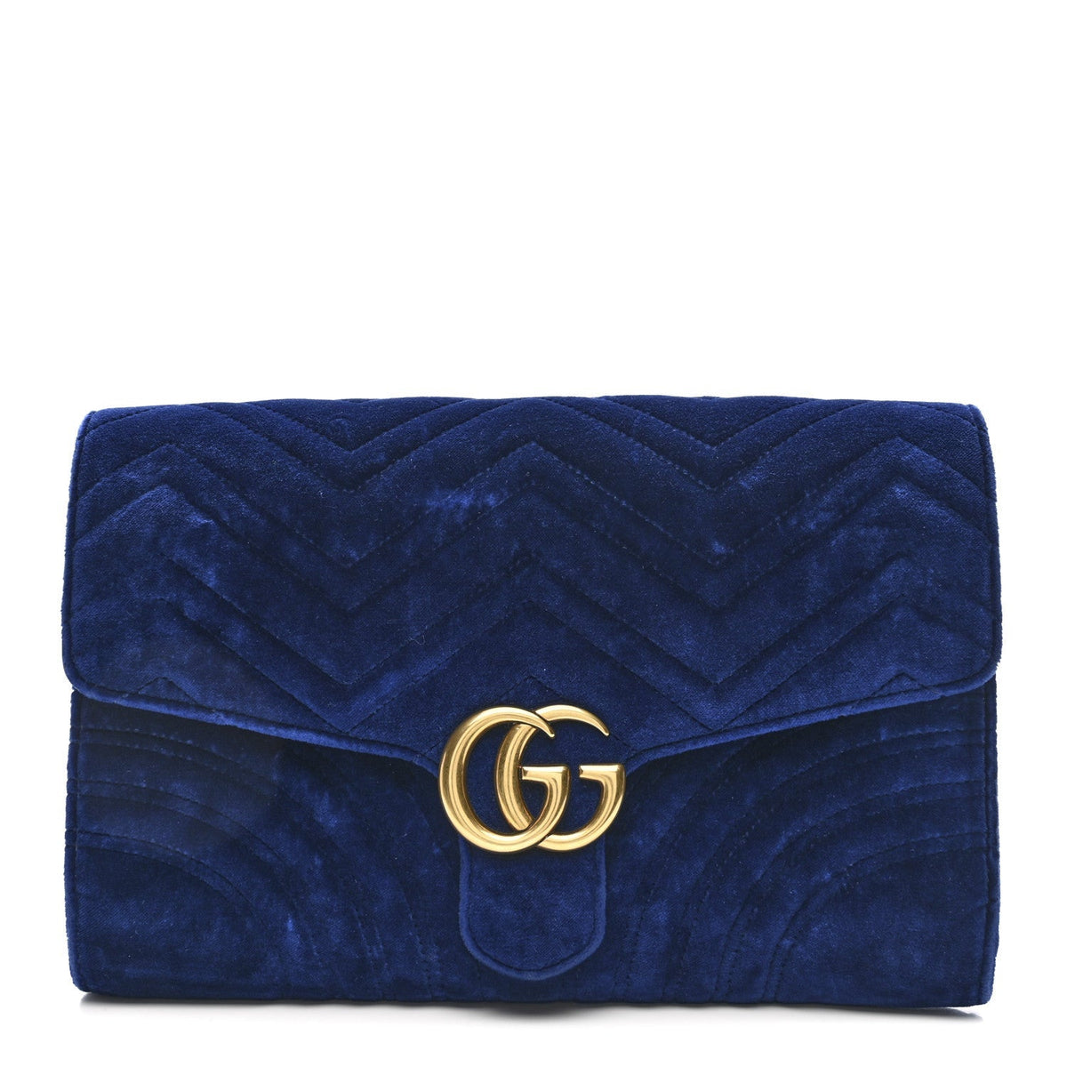 Velvet Matelasse GG Marmont Clutch Cobalt Blue